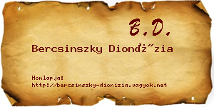 Bercsinszky Dionízia névjegykártya